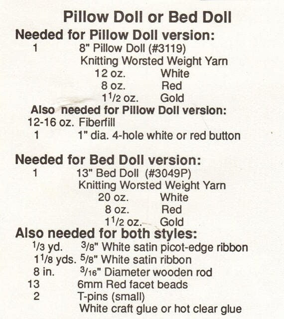 Vintage Crochet Pattern Queen of Hearts Bed Doll Music Box or Pillow Doll Dress Outfits 13 Inch Dolls PDF Instant Digital Download 10 Ply