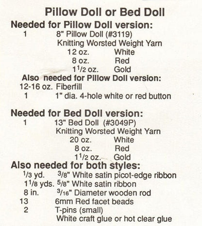 Vintage Crochet Pattern Queen of Hearts Bed Doll Music Box or Pillow Doll Dress Outfits 13 Inch Dolls PDF Instant Digital Download 10 Ply