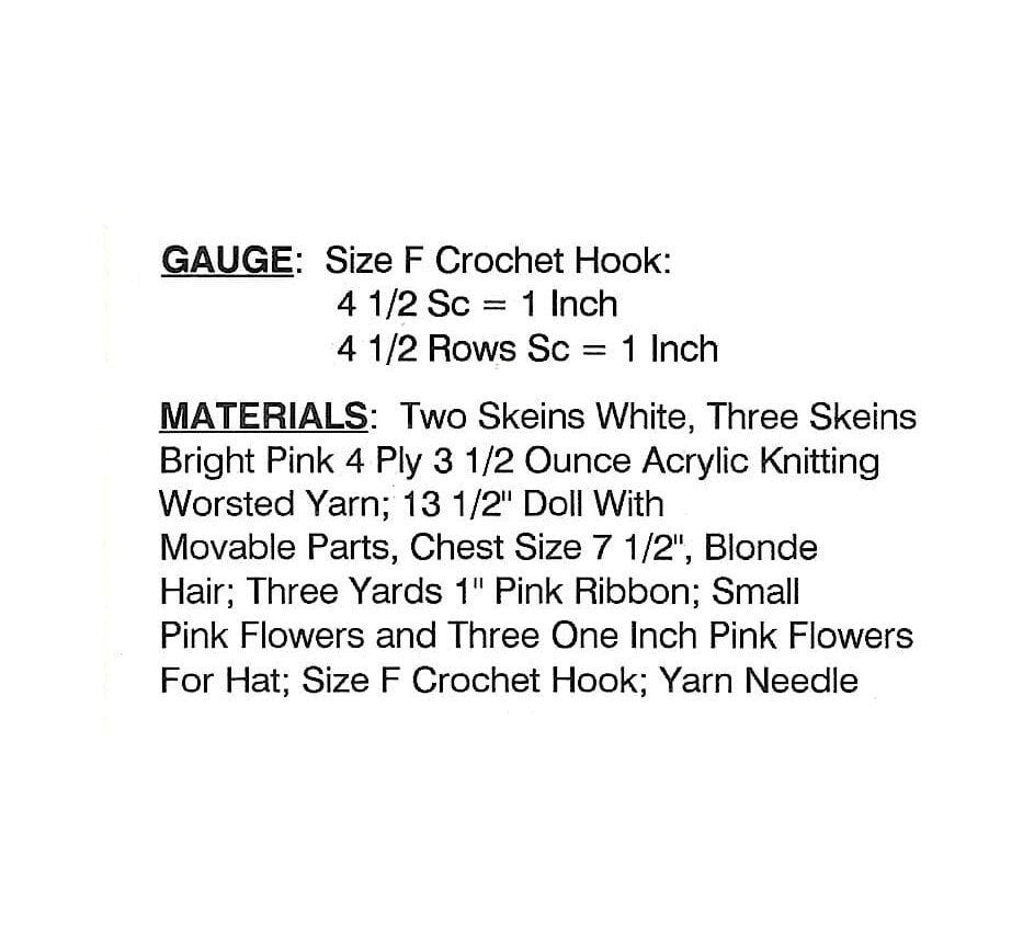 Vintage Crochet Pattern 13" Pretty Bed Doll Ruffled Tiered Dress and Hat PDF Instant Digital Download 10 Ply