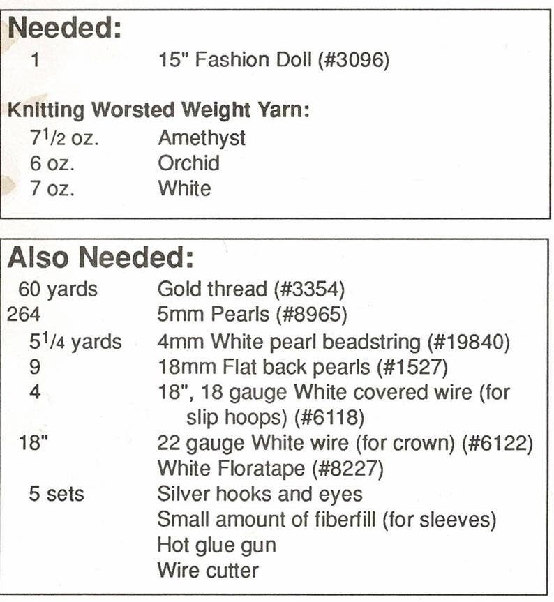 Vintage Bed Doll 15" Crochet Pattern Queen of Pearls Fashion Doll PDF Instant Digital Download Royal Gown Crown 10 Ply