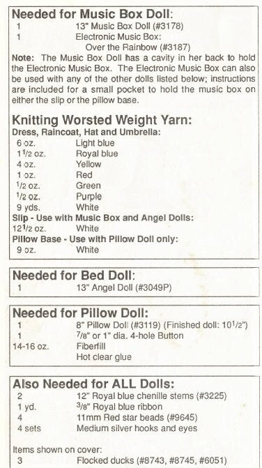 Vintage Crochet Pattern Rainbow Girl Bed Doll Music Box or Pillow Doll Dress Outfit PDF Instant Digital Download 13 Inch Doll 10 Ply