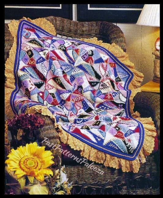 Vintage Crochet Pattern Victorian Crazy Quilt Afghan PDF Instant Digital Download Antique Patchwork Throw Blanket 37x46 5 Ply