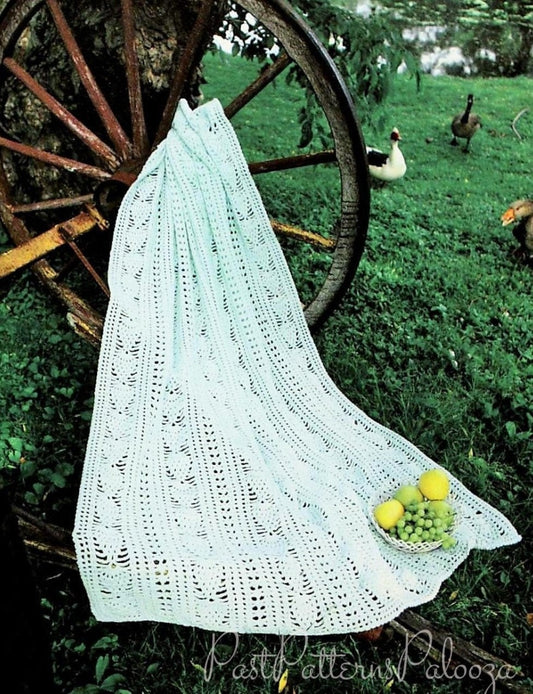 Vintage Crochet Afghan Pattern Pineapple & Popcorn Strip Afghan Blanket PDF Instant Digital Download 53x69 Soft 3 Ply