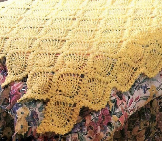 Vintage Crochet Afghan Pattern Pineapple Throw Bedspread PDF Instant Digital Download Pineapples Motif Twin Bed Blanket 49x81 10 Ply 1