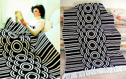 Vintage Crochet Afghan Galaxy Afghan Retro Mod Circles Stripes Op Art Blanket PDF Instant Digital Download 10 Ply