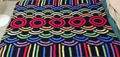 Vintage Crochet Afghan Galaxy Afghan Retro Mod Circles Stripes Op Art Blanket PDF Instant Digital Download 10 Ply
