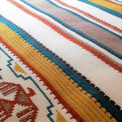 Vintage Crochet Afghan Indian Blanket Pattern PDF Instant Digital Download Navajo Southwestern Aztec Tunisian Stitch 50x70 10 Ply