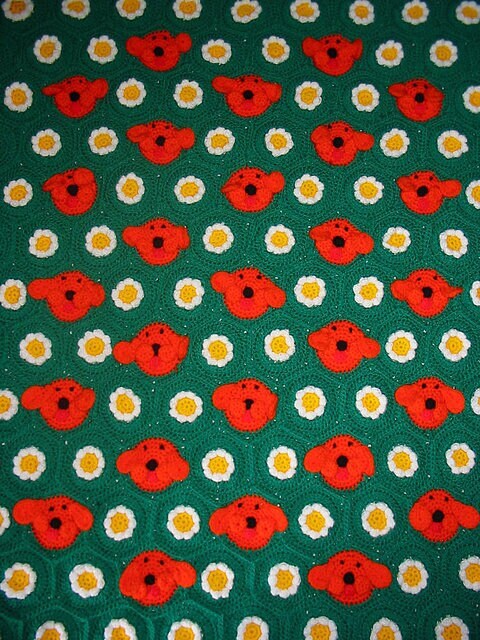 Vintage Crochet Afghan Pattern Puppy Dogs and Daisy Flower Motif Granny Squares PDF Instant Digital Download Kids Blanket 10 Ply
