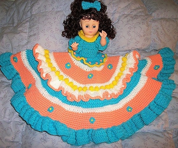 Vintage Crochet Pattern 13" Elizabeth Bed Doll Dress Outfit for 13 or 14 Inch Dolls PDF Instant Digital Download Sweet Dreams 10 Ply