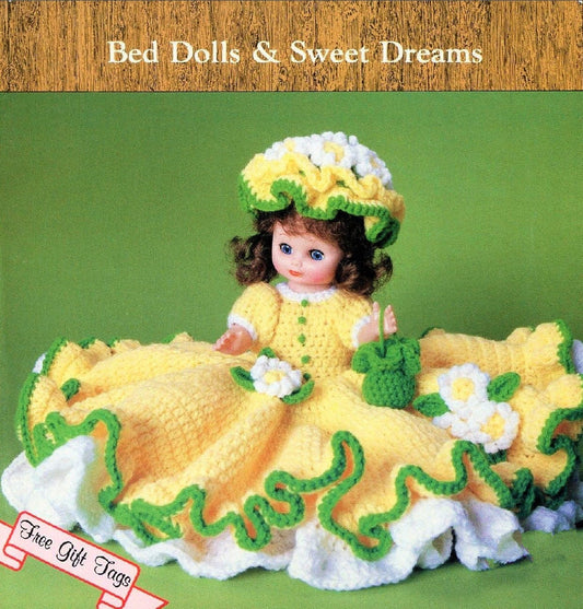 Vintage Crochet Pattern 13" Laura Bed Doll Dress Outfit for 13 and 14 Inch Dolls PDF Instant Digital Download Sweet Dreams 10 Ply