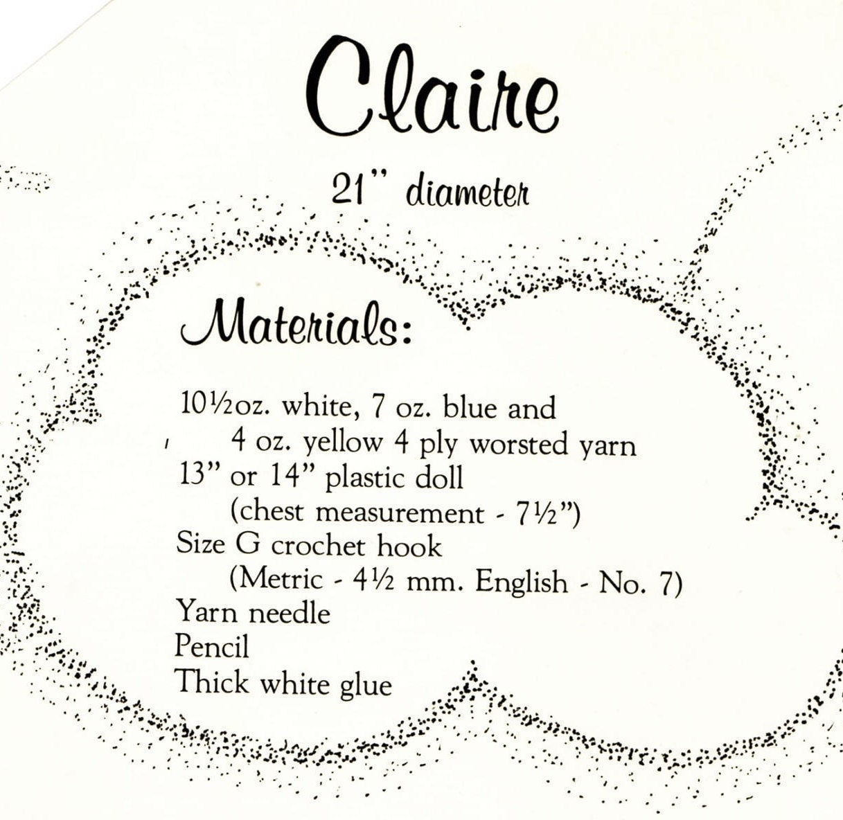 Vintage Claire Bed Doll Ruffle Dress Outfit Pattern To Crochet for 13" Dolls PDF Instant Digital Download Sweet Dreams Dumplin Designs 4 Ply