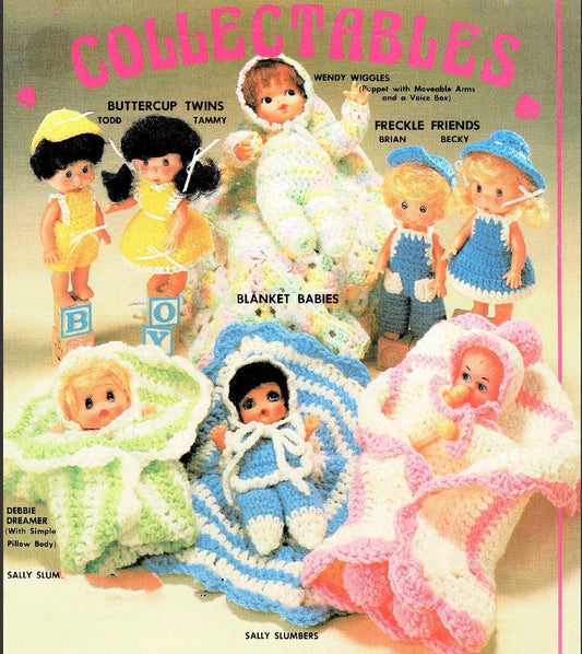 Vintage Crochet Patterns 10" Baby in a Blanket Dolls and Clothes for 7" Dolls PDF Instant Digital Download Retro Blanket Baby Dolls