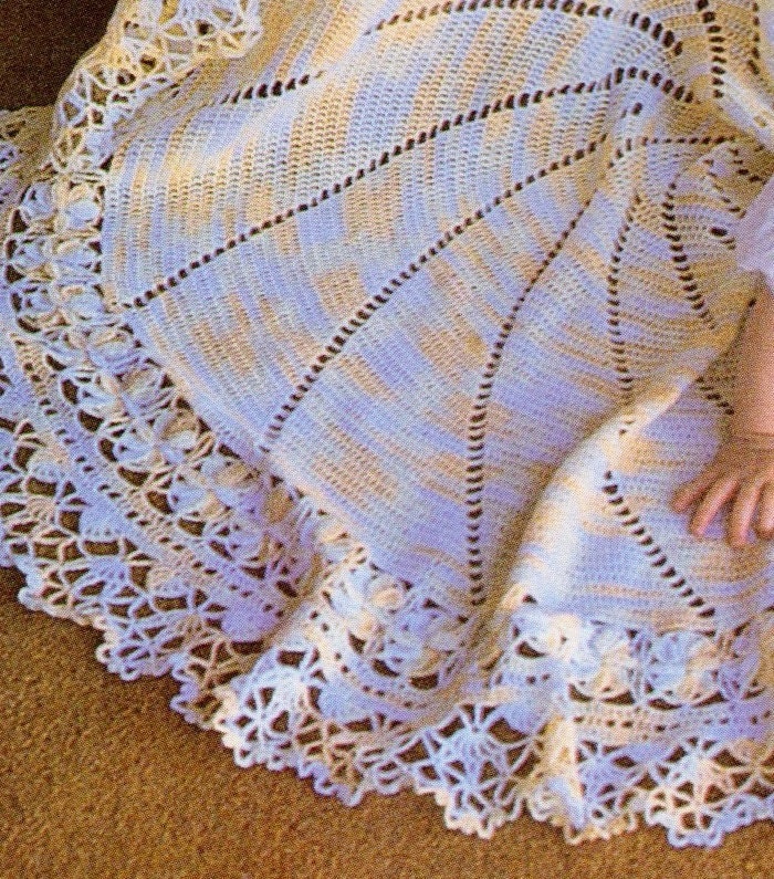 Vintage Crochet Lacy Lace Circular Baby Blanket Pattern PDF Instant Digital Download Flower Shawl Blossoms Variegated Heirloom 5 Ply