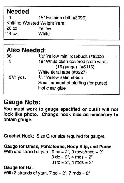 Vintage Crochet Pattern Southern Belle Antebellum Outfit For an 15 inch Doll PDF Instant Digital Download  Dress Hat Handbag 80s Bed Doll