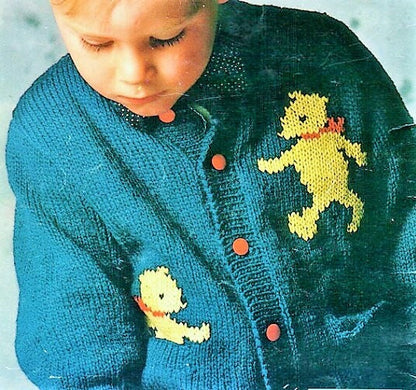 Vintage Knitting Pattern Childs Kids Knit Animal Sweaters PDF Instant Digital Download Dinosaur Sheep Cat Face Scottie Dog Jumper 10 Ply