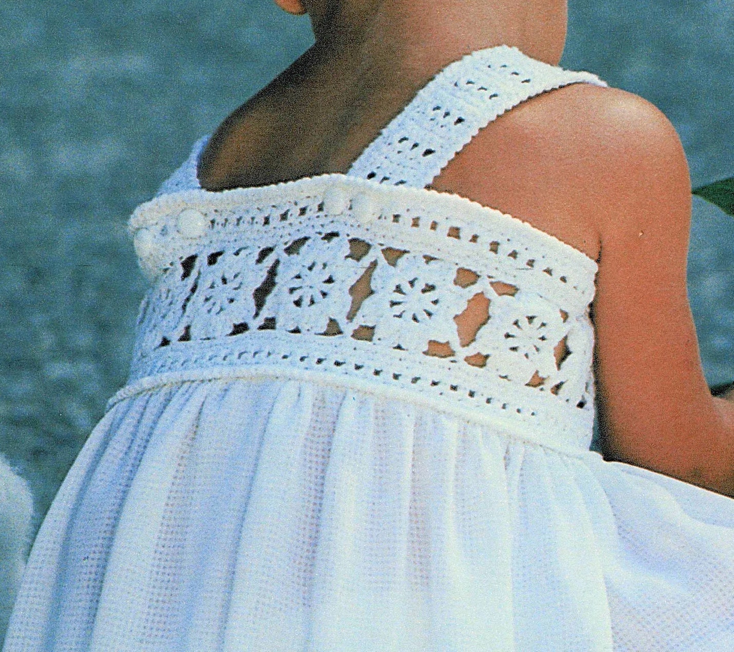 Vintage Crochet Pattern Toddler Girl Flower Blossom Top Yoke Sun Dress PDF Instant Digital Download Sewn Skirt 24m 2T 2 Years 4 Ply