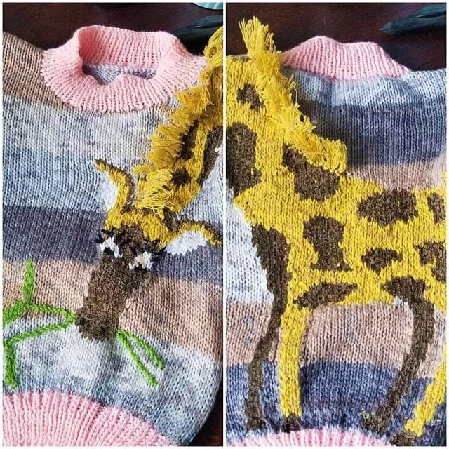 Vintage Knitting Pattern Kids Childs Knit Giraffe Pullover Sweater Jumper PDF Instant Digital Download Zoo Safari Animal 4-8 Years 10 Ply