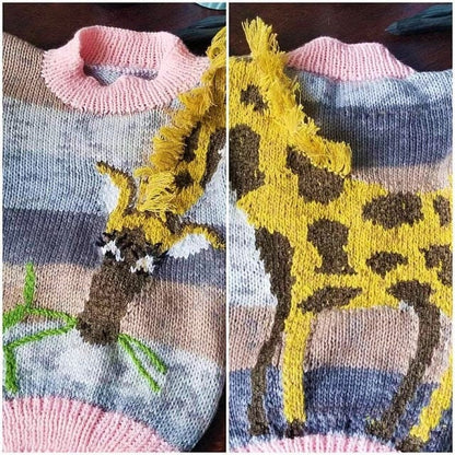 Vintage Knitting Pattern Kids Childs Knit Giraffe Pullover Sweater Jumper PDF Instant Digital Download Zoo Safari Animal 4-8 Years 10 Ply