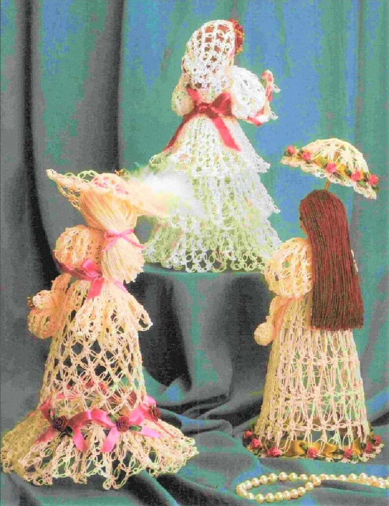 Vintage Crochet Patterns Lace Victorian Ladies Doll Figures PDF Instant Digital Download Cotton Thread Centerpiece Display Dolls