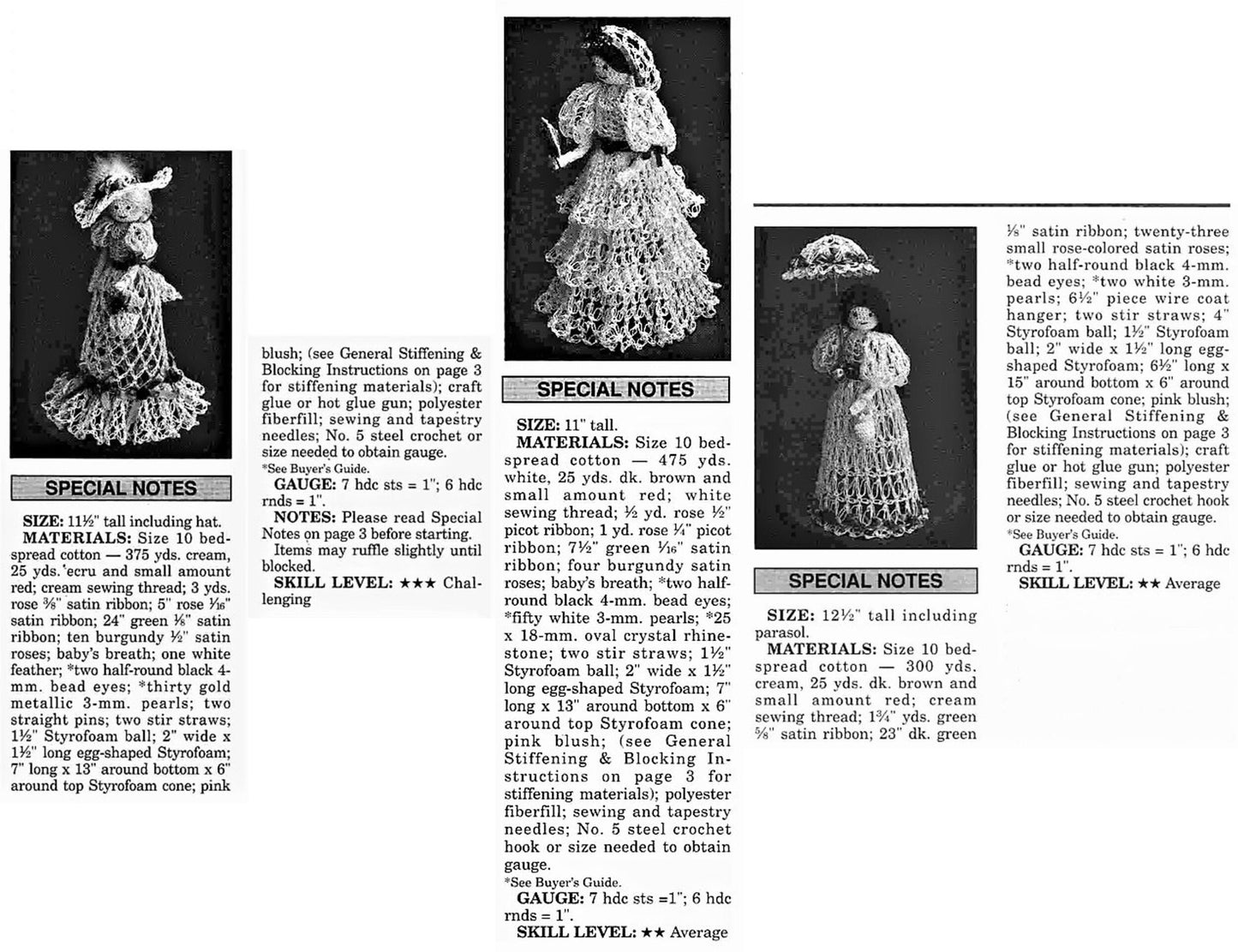Vintage Crochet Patterns Lace Victorian Ladies Doll Figures PDF Instant Digital Download Cotton Thread Centerpiece Display Dolls