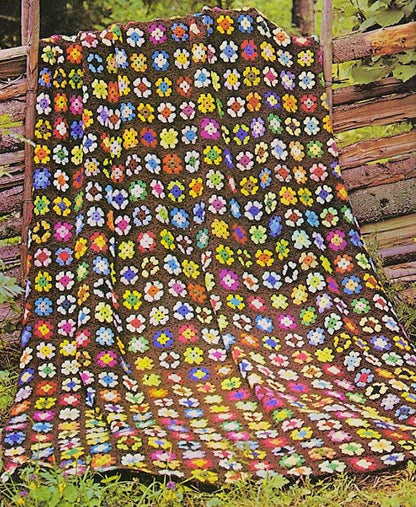 Vintage Crochet Pattern Mini Tiny Small Granny Squares Flowers Afghan PDF Instant Digital Download Bohemian Scrapghan Blanket 10 Ply