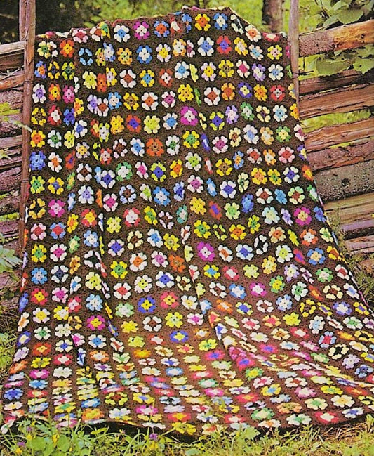Vintage Crochet Pattern Mini Tiny Small Granny Squares Flowers Afghan PDF Instant Digital Download Bohemian Scrapghan Blanket 10 Ply