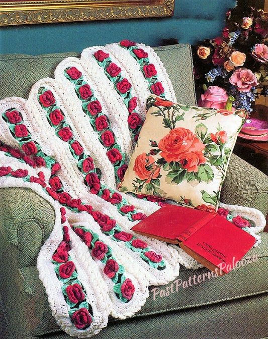 Vintage Crochet Pattern Rose Chains Mile A Minute Afghan PDF Instant Digital Download Pretty Pop Out Roses Throw Lap Blanket 10 Ply