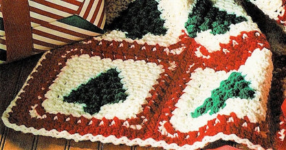 Vintage Crochet Pattern Cluster Stitch Christmas Trees Afghan PDF Instant Digital Download Holiday Granny Squares Blanket 10 Ply