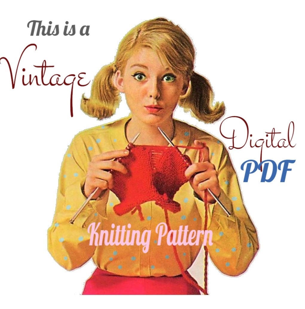 Vintage Knitting Pattern Womens Tiger Face Sweater PDF Instant Digital Download Retro Animal Motif Pullover Jumper DK