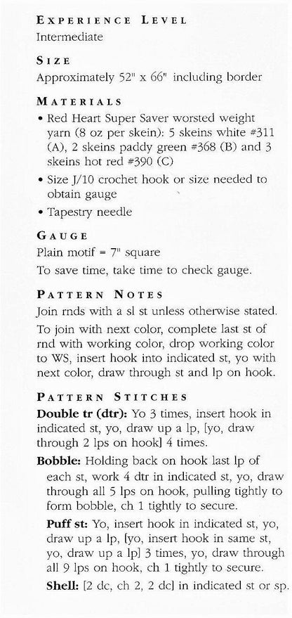 Vintage Crochet Pattern Christmas Wreath Granny Squares Afghan PDF Instant Digital Download Holiday Throw Blanket 4 Ply