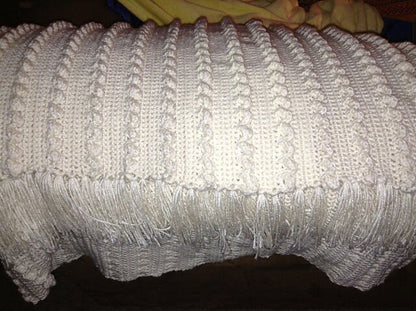 Vintage Crochet Pattern Fisherman Shells Aran Afghan Blanket with Fringe PDF Instant Digital Download 10 Ply