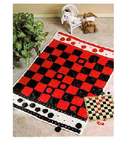 Vintage Crochet Pattern Checkerboard Afghan PDF Instant Digital Download Board Game Throw Blanket 42x58 Game Room Man Cave Kids Room 10 Ply