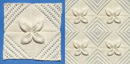 Vintage Knitting Pattern Raised Apricot Leaf Blanket Counterpane Afghan Bedspread Throw Cushion Set PDF Instant Digital Download Any Size