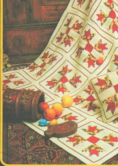 Vintage Crochet Pattern Turkey Track Afghan Patchwork Quilt Blocks Design PDF Instant Digital Download Throw Blanket  58x71 10 Ply
