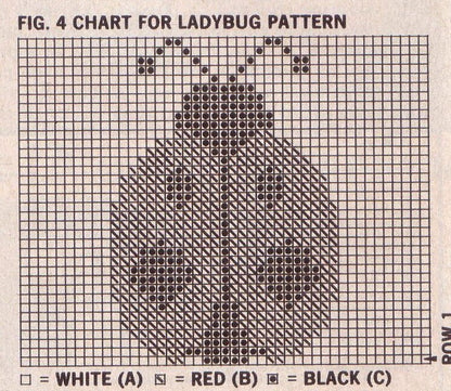 Vintage Knitting Pattern Ladybug  Stripes Afghan PDF Instant Digital Download Lady Bug Ladybird  Motif Throw Blanket 54x73 4 Ply