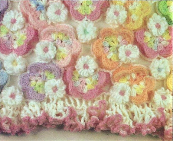 Vintage Crochet Pattern Rainbow Butterflies and Blooms Afghan PDF Instant Digital Download Retro Floral Butterfly Garden Bedspread Blanket
