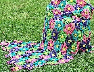 Vintage Crochet Pattern Pretty Field of Wildflowers Afghan Blanket Pattern PDF Instant Digital Download Floral Motifs Throw 46x66 10 Ply
