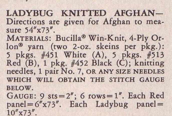 Vintage Knitting Pattern Ladybug  Stripes Afghan PDF Instant Digital Download Lady Bug Ladybird  Motif Throw Blanket 54x73 4 Ply