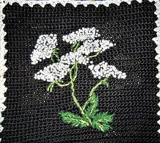 Vintage Crochet Pattern Queen Annes Lace Flower Afghan Pillow Set PDF Instant Digital Download French Knots Wildflower Squares 10 Ply