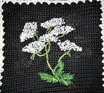 Vintage Crochet Pattern Queen Annes Lace Flower Afghan Pillow Set PDF Instant Digital Download French Knots Wildflower Squares 10 Ply