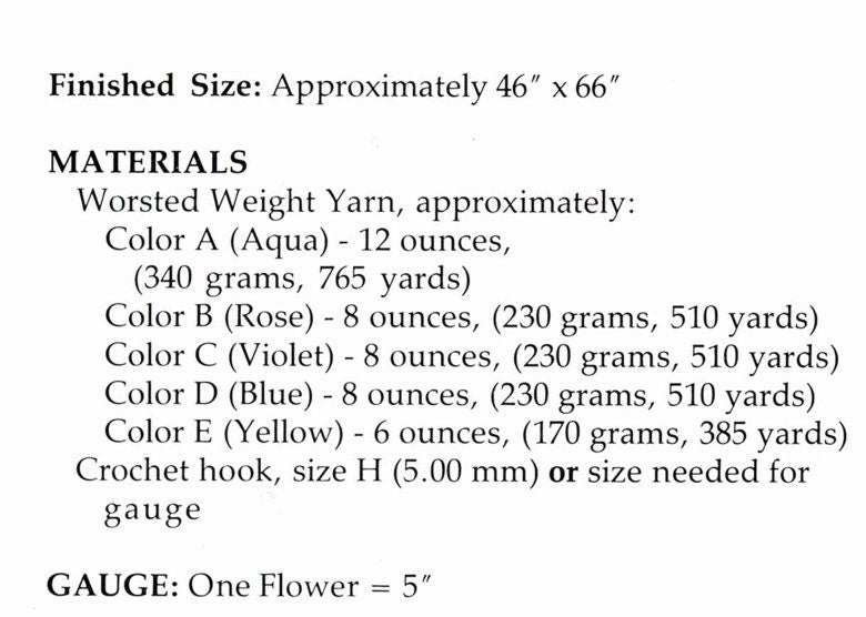 Vintage Crochet Pattern Pretty Field of Wildflowers Afghan Blanket Pattern PDF Instant Digital Download Floral Motifs Throw 46x66 10 Ply