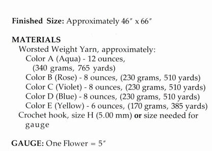 Vintage Crochet Pattern Pretty Field of Wildflowers Afghan Blanket Pattern PDF Instant Digital Download Floral Motifs Throw 46x66 10 Ply