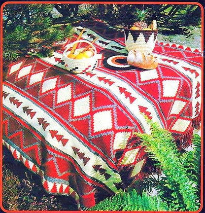 Vintage Knitting Pattern Navajo Native American Indian Blanket Afghan PDF Instant Digital Download Southwestern Aztec Diamonds Design 10 Ply