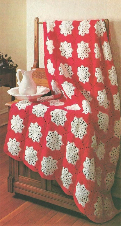 Vintage Crochet Pattern Snowfire Christmas Snowflake Afghan Pattern PDF Instant Digital Download Snowflake Granny Squares Throw Blanket 1