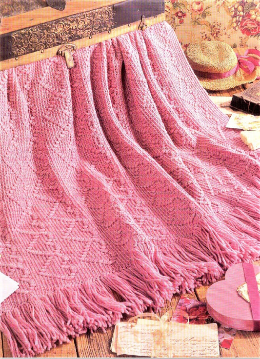 Vintage Crochet Pattern Linked Heart Chains Afghan PDF Instant Digital Download Romantic Hearts Love Blanket Throw 47x60 10 Ply
