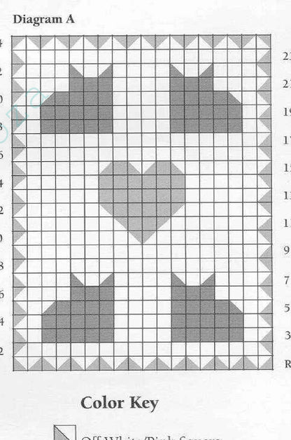 Vintage Crochet Pattern Country Kitty Cats and Heart Afghan PDF Instant Digital Download Cat Motif Throw Blanket 52x70 10 Ply