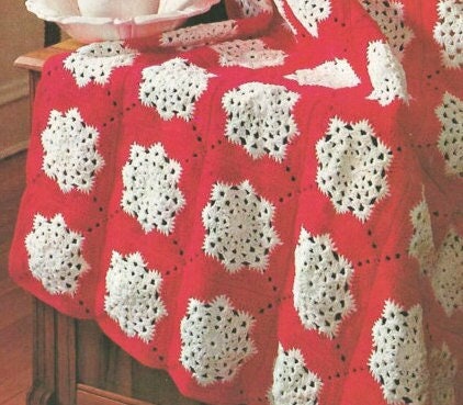 Vintage Crochet Pattern Snowfire Christmas Snowflake Afghan Pattern PDF Instant Digital Download Snowflake Granny Squares Throw Blanket 1