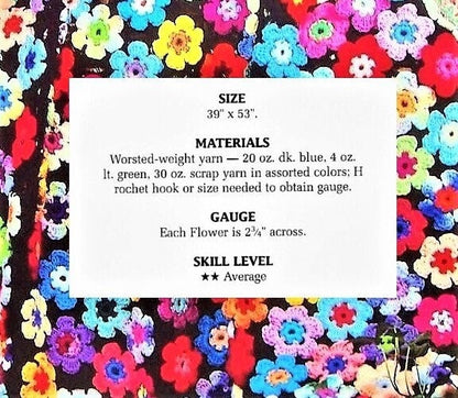 Vintage Crochet Pattern Pretty Posies Floral Afghan PDF Instant Digital Download Retro Flower Power Lapghan Scrapghan 39x53 10 Ply