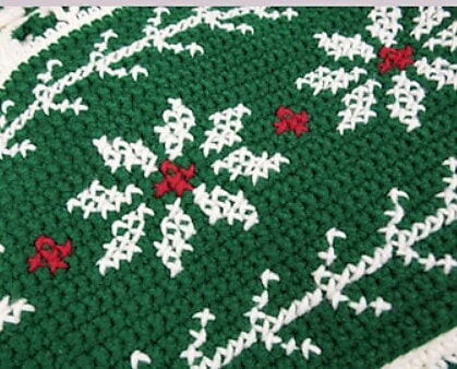 Vintage Crochet Pattern Granny Square Alpine Poinsettia Afghan PDF Instant Digital Download Cross Stitch Christmas Blanket 50x60 10 Ply