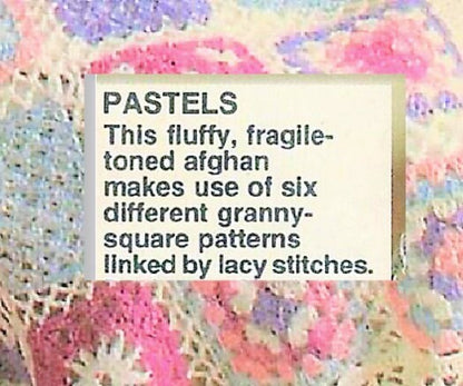 Vintage Crochet Pattern Pastel Granny Square Sampler Afghan Lightweight Lattice Lace Design PDF Instant Digital Download 10 Ply 61x85